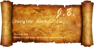Jergler Borbála névjegykártya